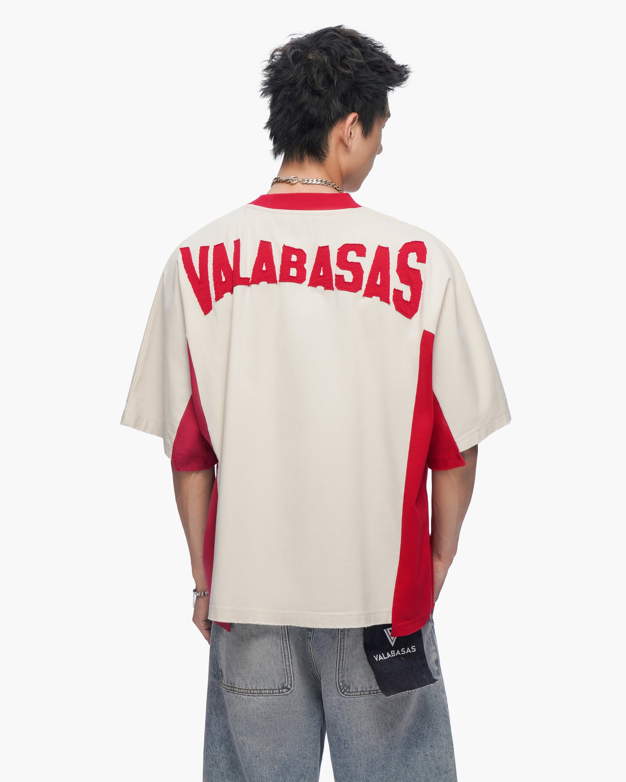 Seam Stitch Cream Red Tee