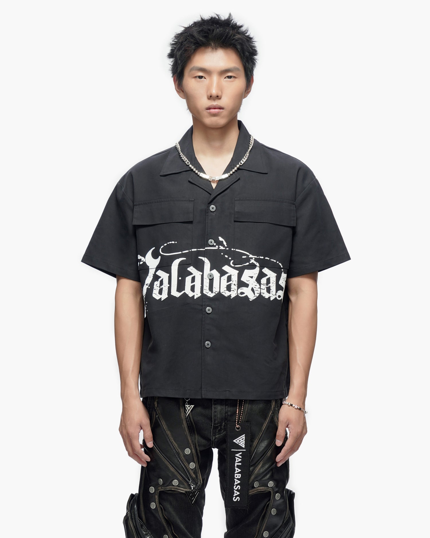 Midevil Black Layered Button Down