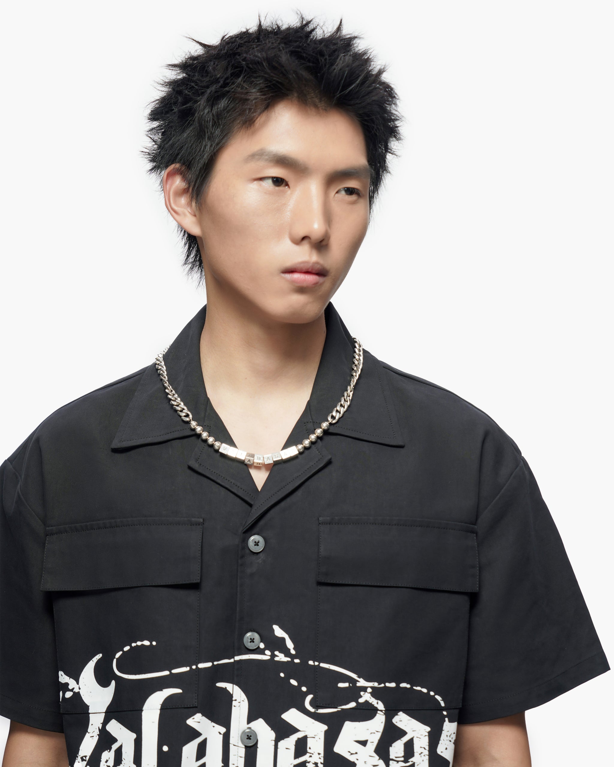Midevil Black Layered Button Down
