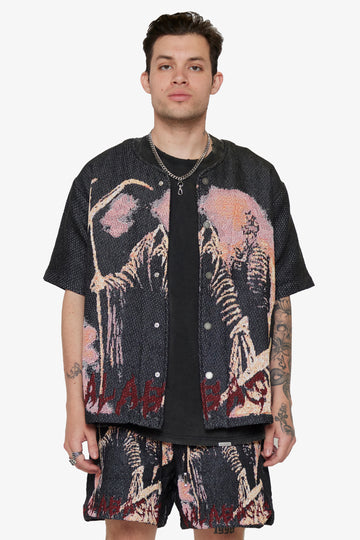 VALABASAS TAPESTRY BUTTON UP "GHOST HAND" BLACK