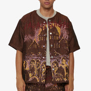 "GHOST HANDS" BROWN TAPESTRY BUTTON UP