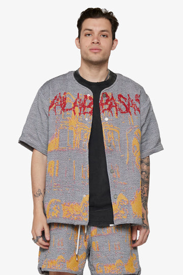 VALABASAS TAPESTRY BUTTON UP "GHOST HAND" WHITE