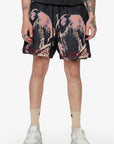 "GHOST HANDS" BLACK TAPESTRY SHORTS