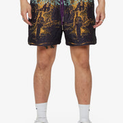 "GHOST HANDS" PURPLE TAPESTRY SHORTS