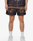 "GHOST HANDS" PURPLE TAPESTRY SHORTS