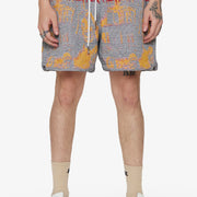 "GHOST HANDS" WHITE TAPESTRY SHORTS