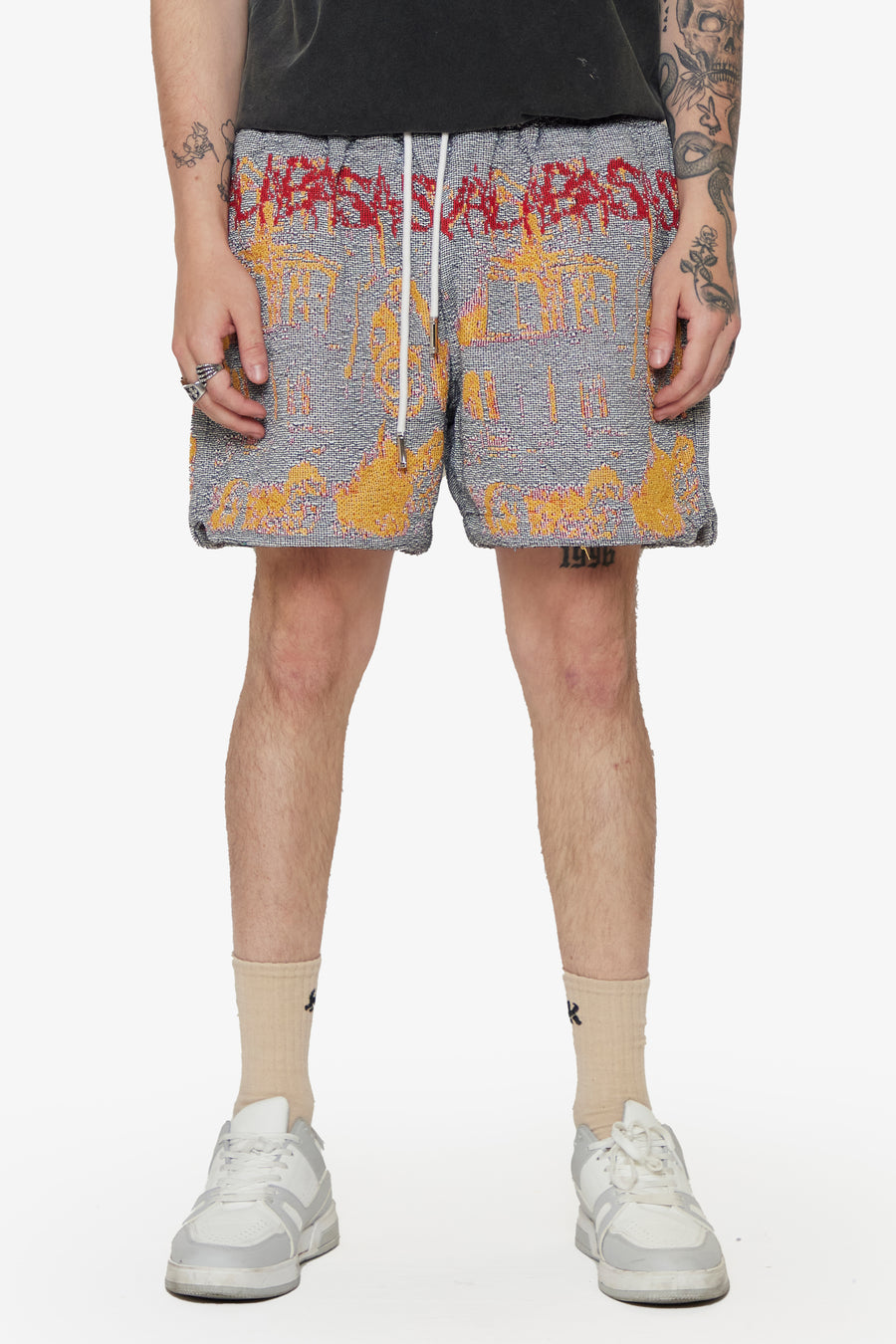 VALABASAS TAPESTRY SHORTS "GHOST HAND" WHITE
