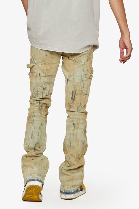 “PATTERSON” LT. KHAKI STACKED FLARE JEAN