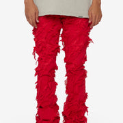 “GRIT” RED WASHED STACKED FLARE JEAN