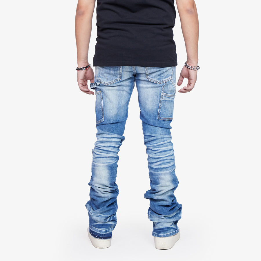 “CLASSIFIED” LT WASHED SUPER STACKED FLARE JEAN