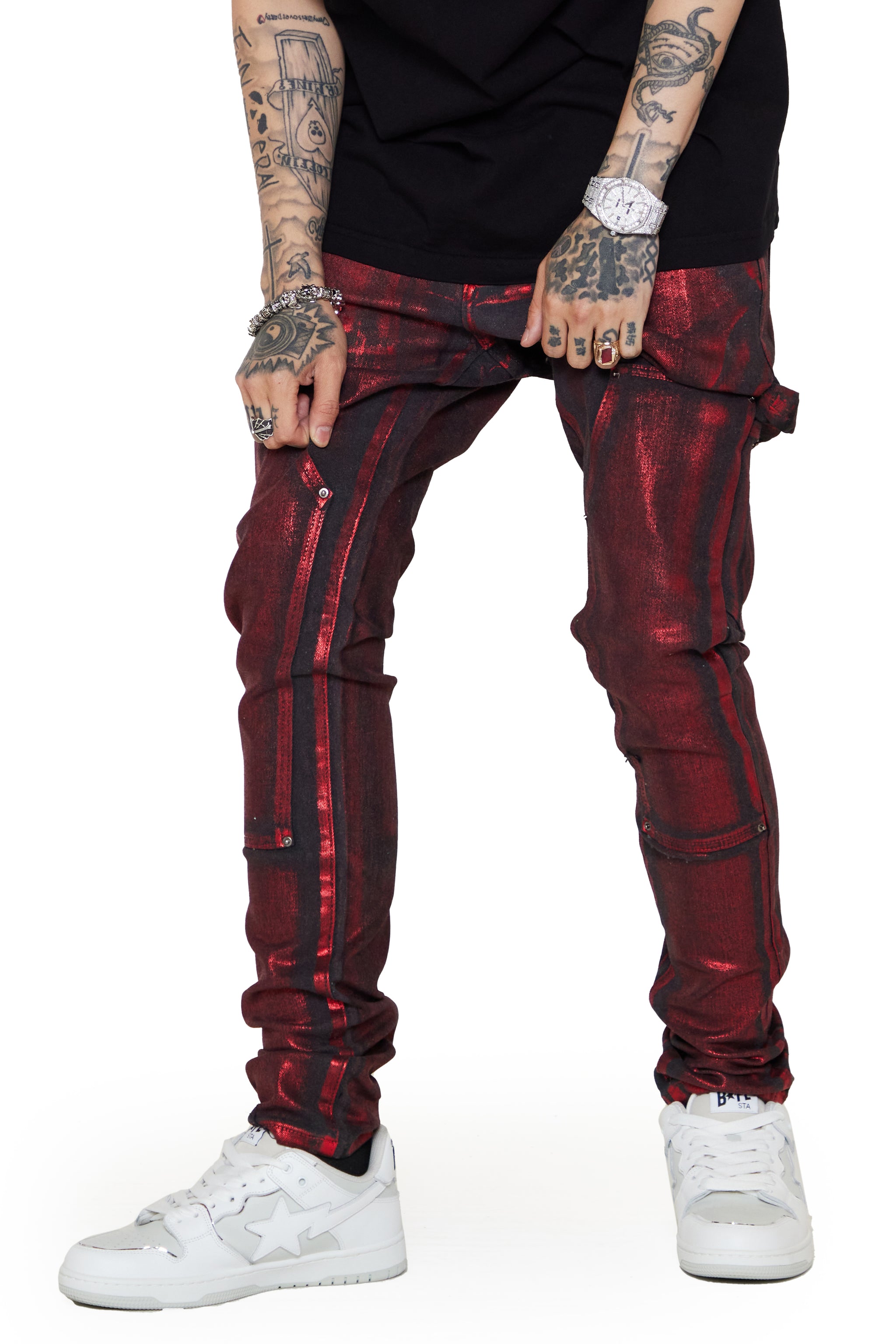 RED WAXED SKINNY JEAN Valabasas Denim