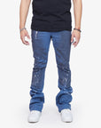 "HOSSAM" DIRTY CYAN STACKED FLARE JEAN