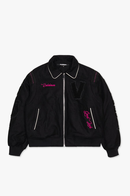 "WILD BUNCH" BLACK LETTERMAN JACKET