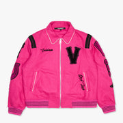 "WILD BUNCH" FUCHSIA VARSITY JACKET