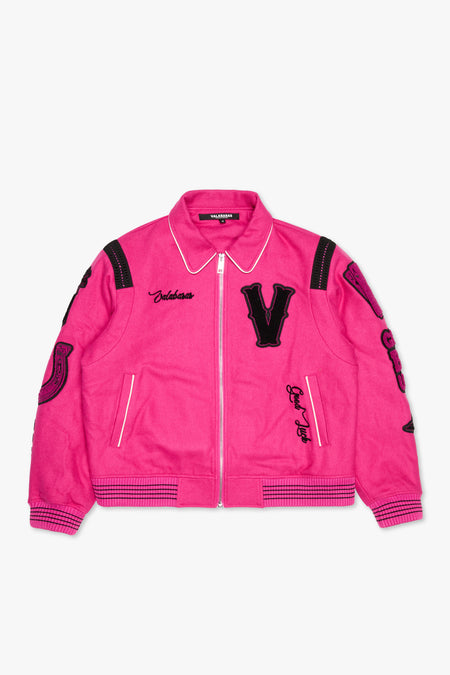 "WILD BUNCH" FUCHSIA VARSITY JACKET