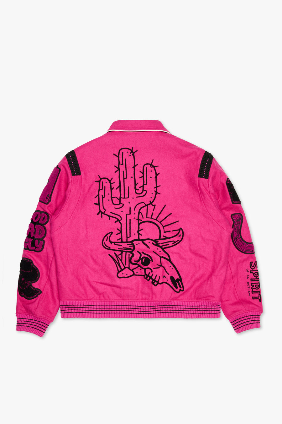 "WILD BUNCH" FUCHSIA VARSITY JACKET