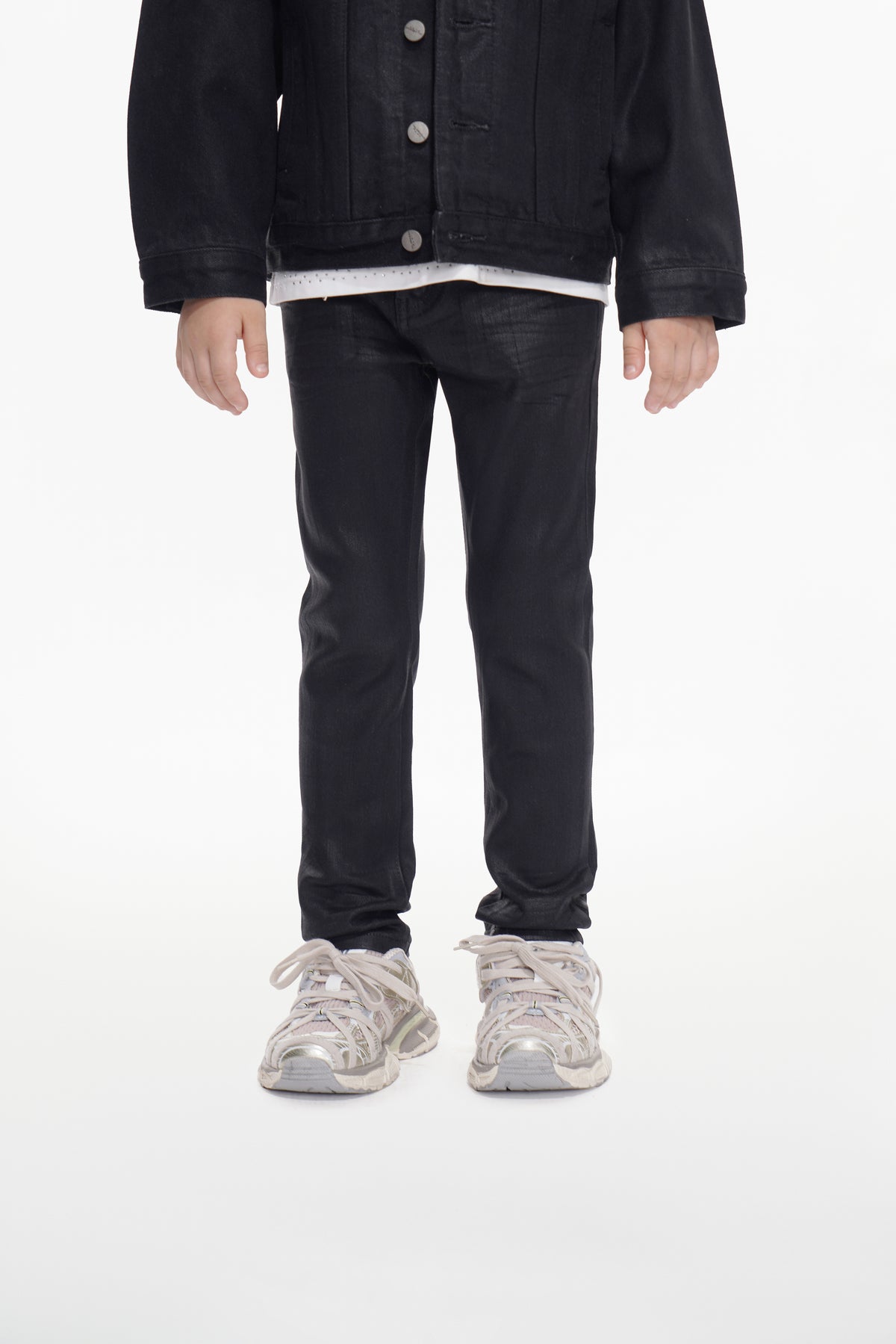 Kids Jr.Slim Black Wash Waxed Jeans