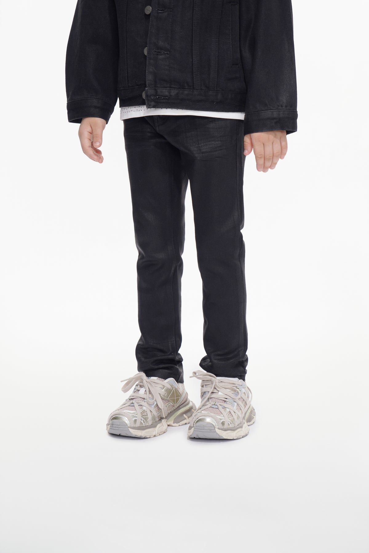Kids Jr.Slim Black Wash Waxed Jeans
