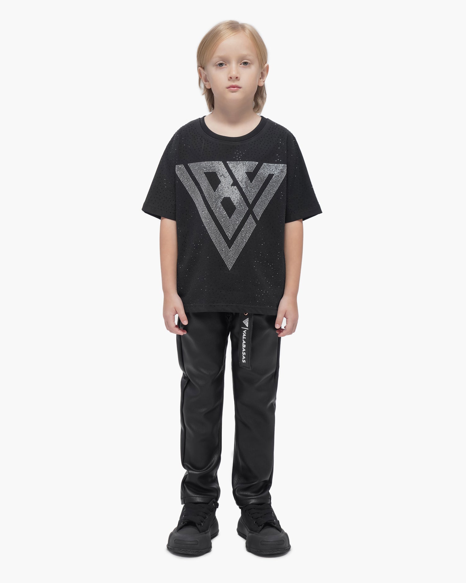 Kids Jr.Slim Black Leather Jeans