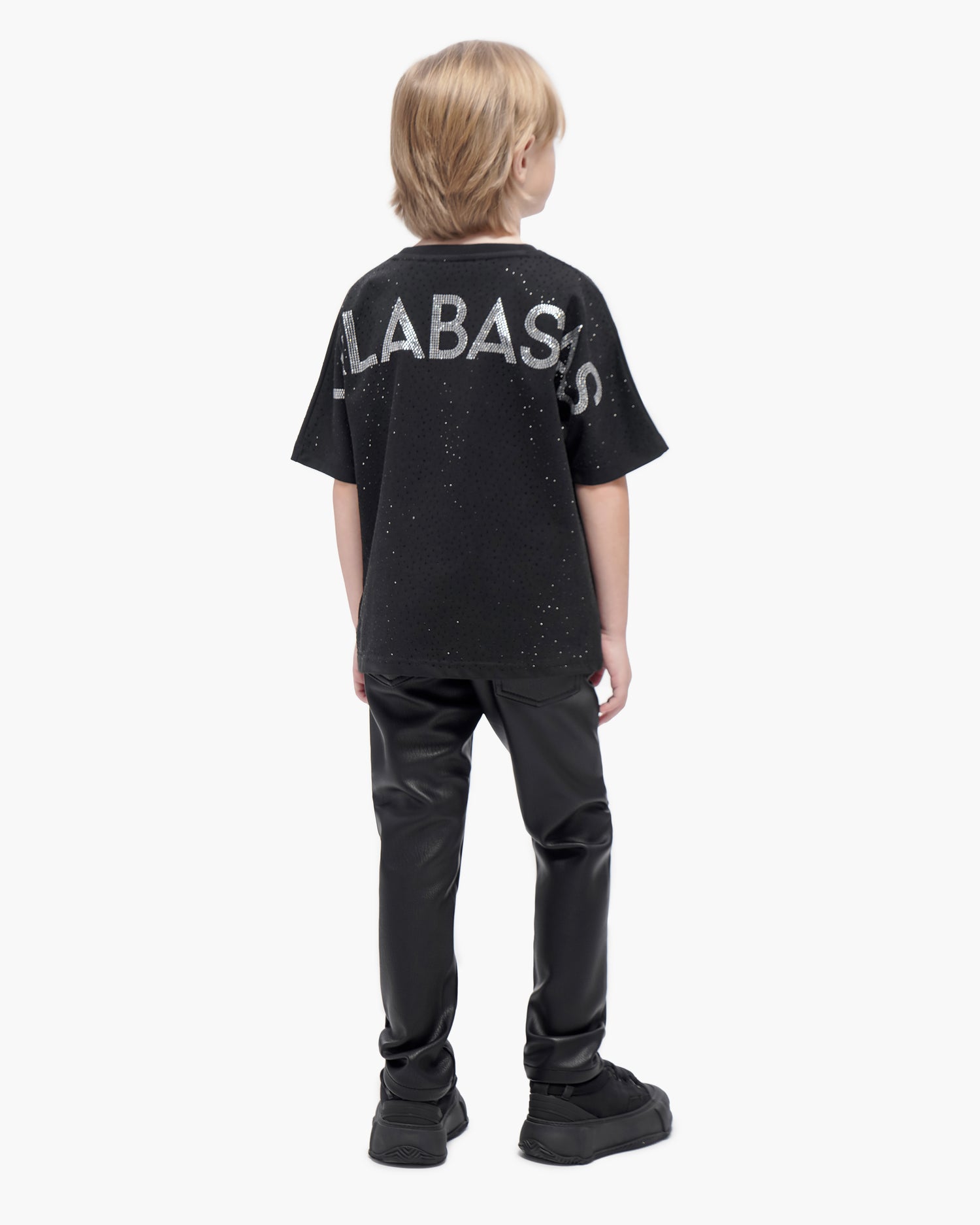 Kids Jr.Slim Black Leather Jeans