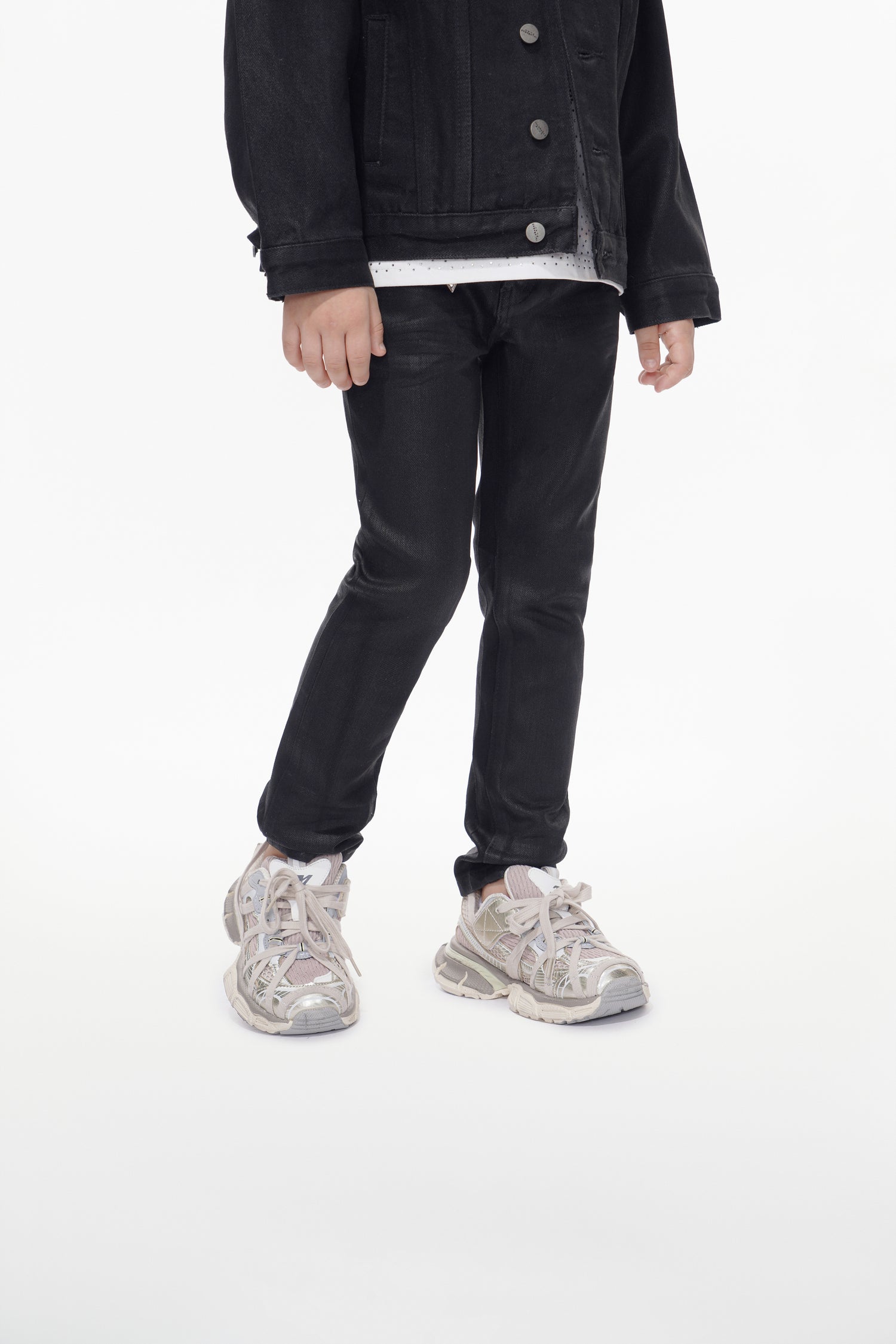 Kids Jr.Slim Black Waxed Jeans