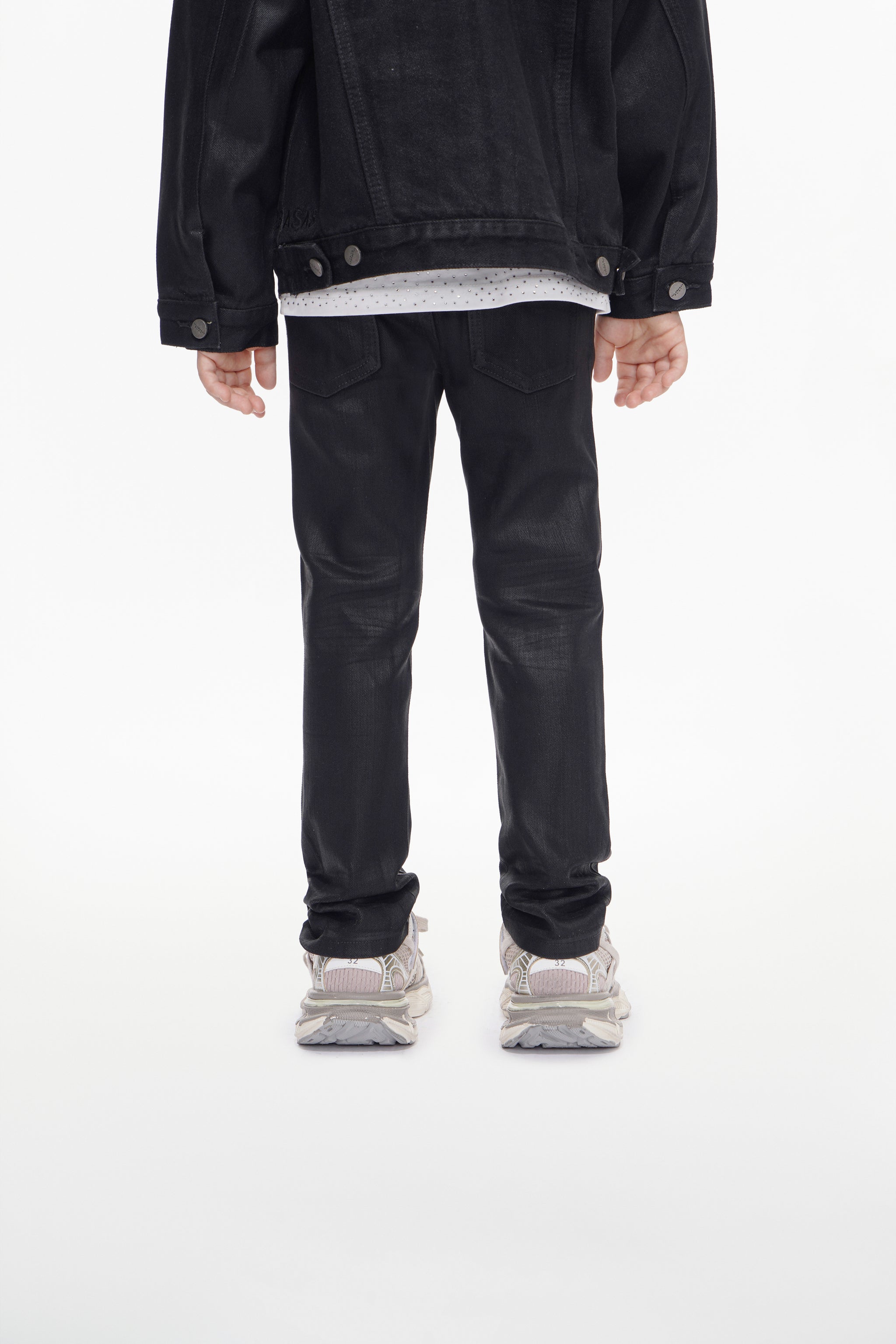 Kids Jr.Slim Black Waxed Jeans