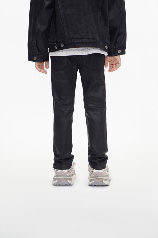 Kids Jr.Slim Black Waxed Jeans
