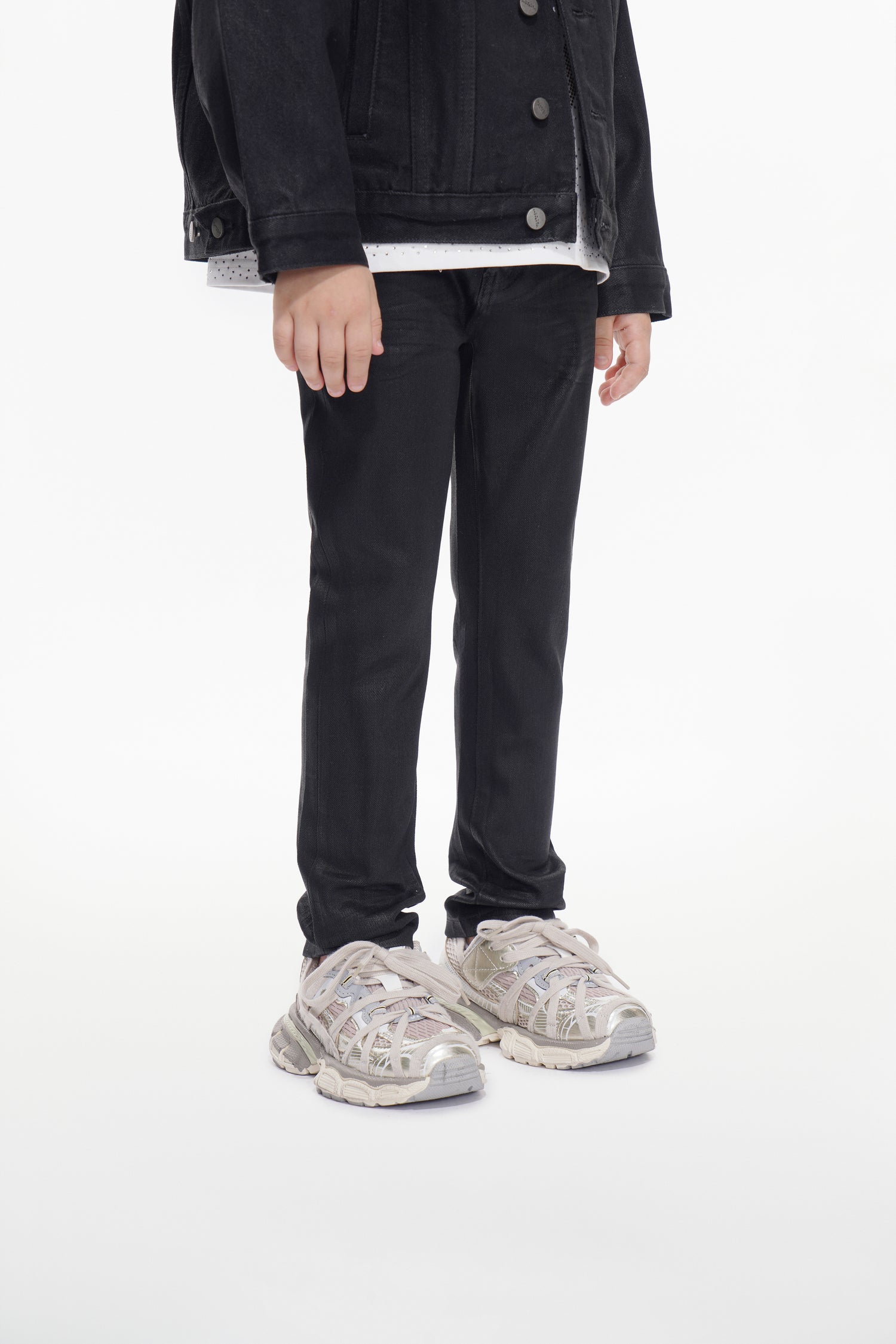 Kids Jr.Slim Black Waxed Jeans