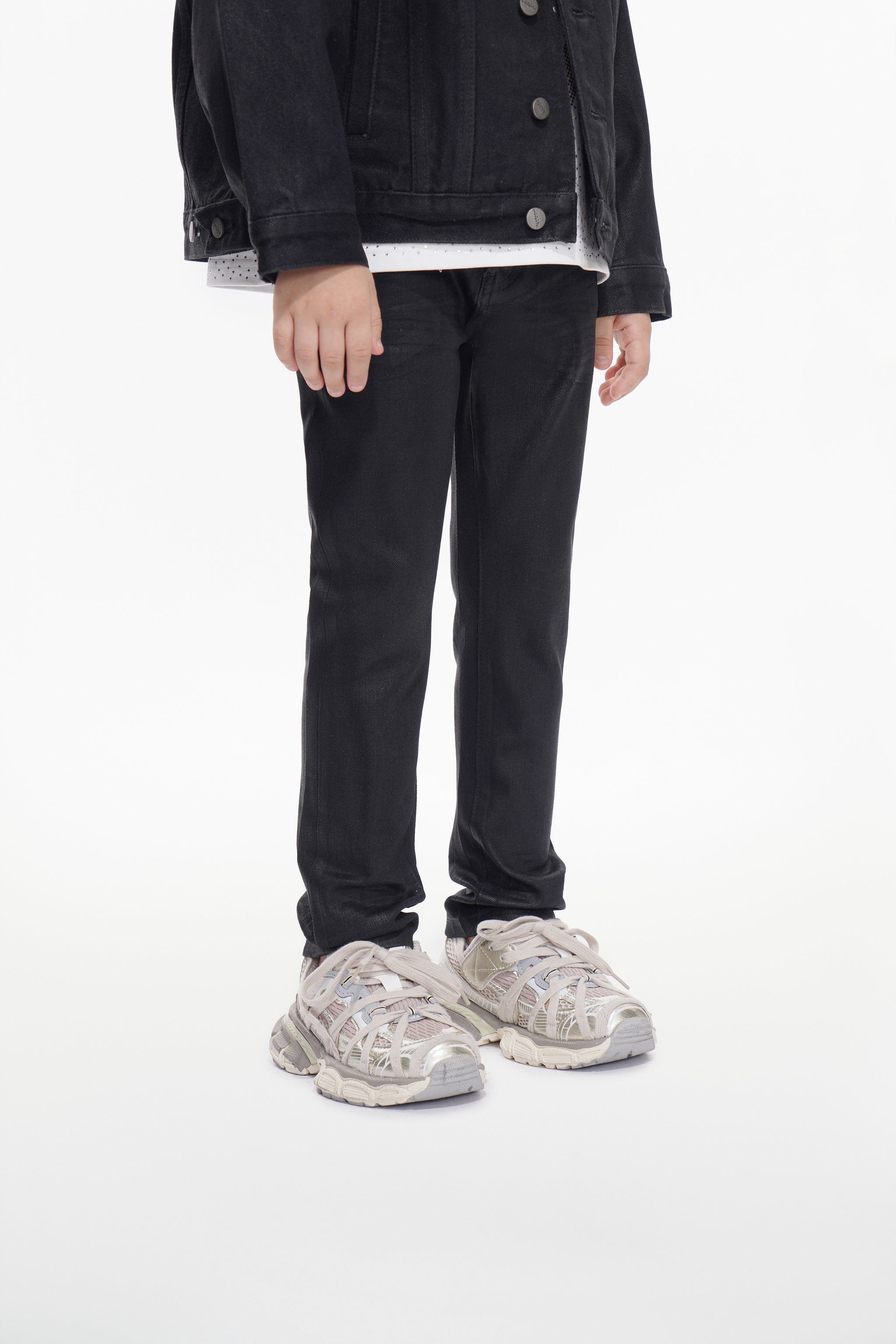 Kids Jr.Slim Black Waxed Jeans