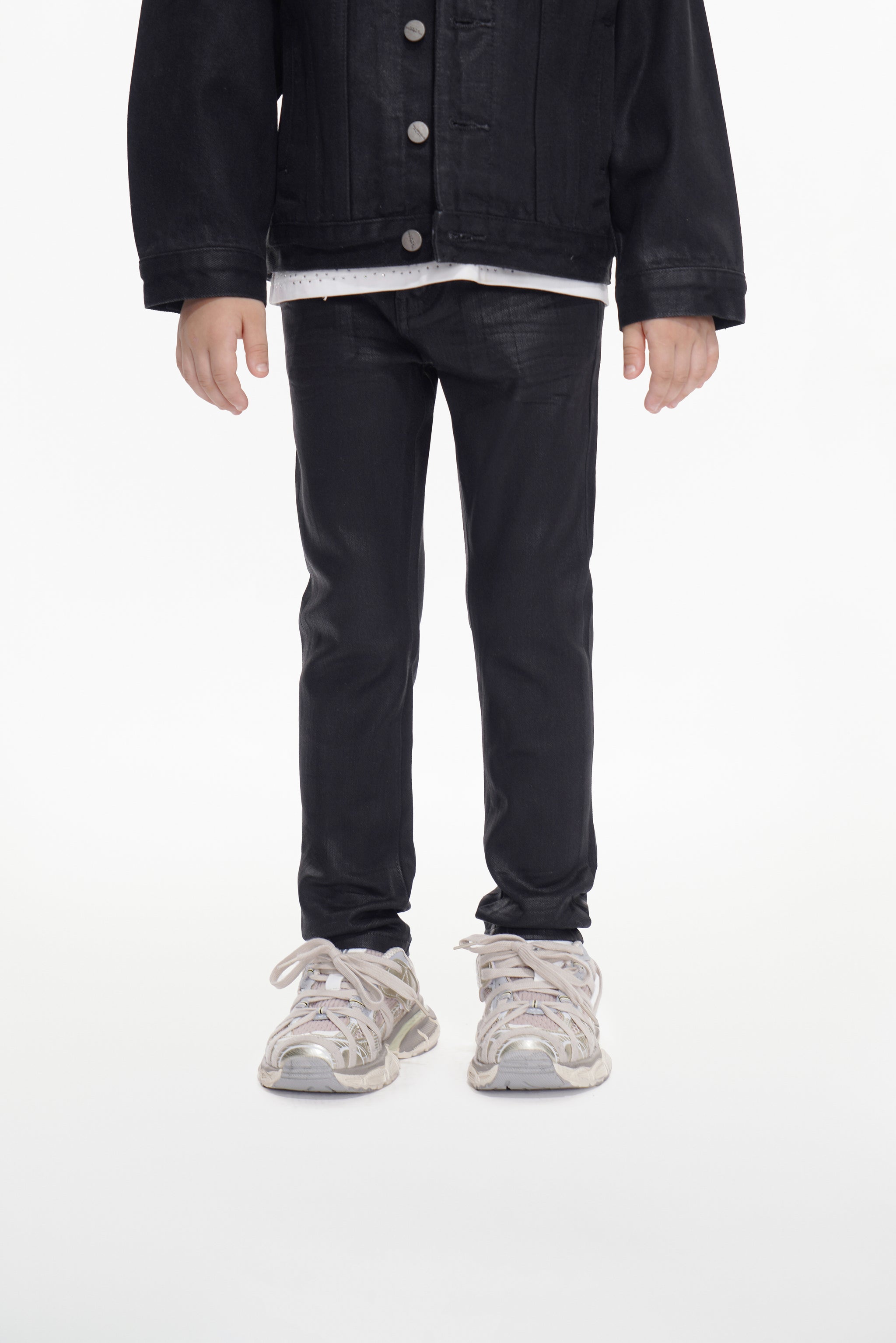 Kids Jr.Slim Black Waxed Jeans