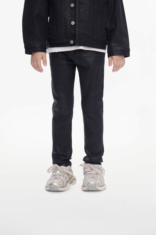 Kids Jr.Slim Black Waxed Jeans