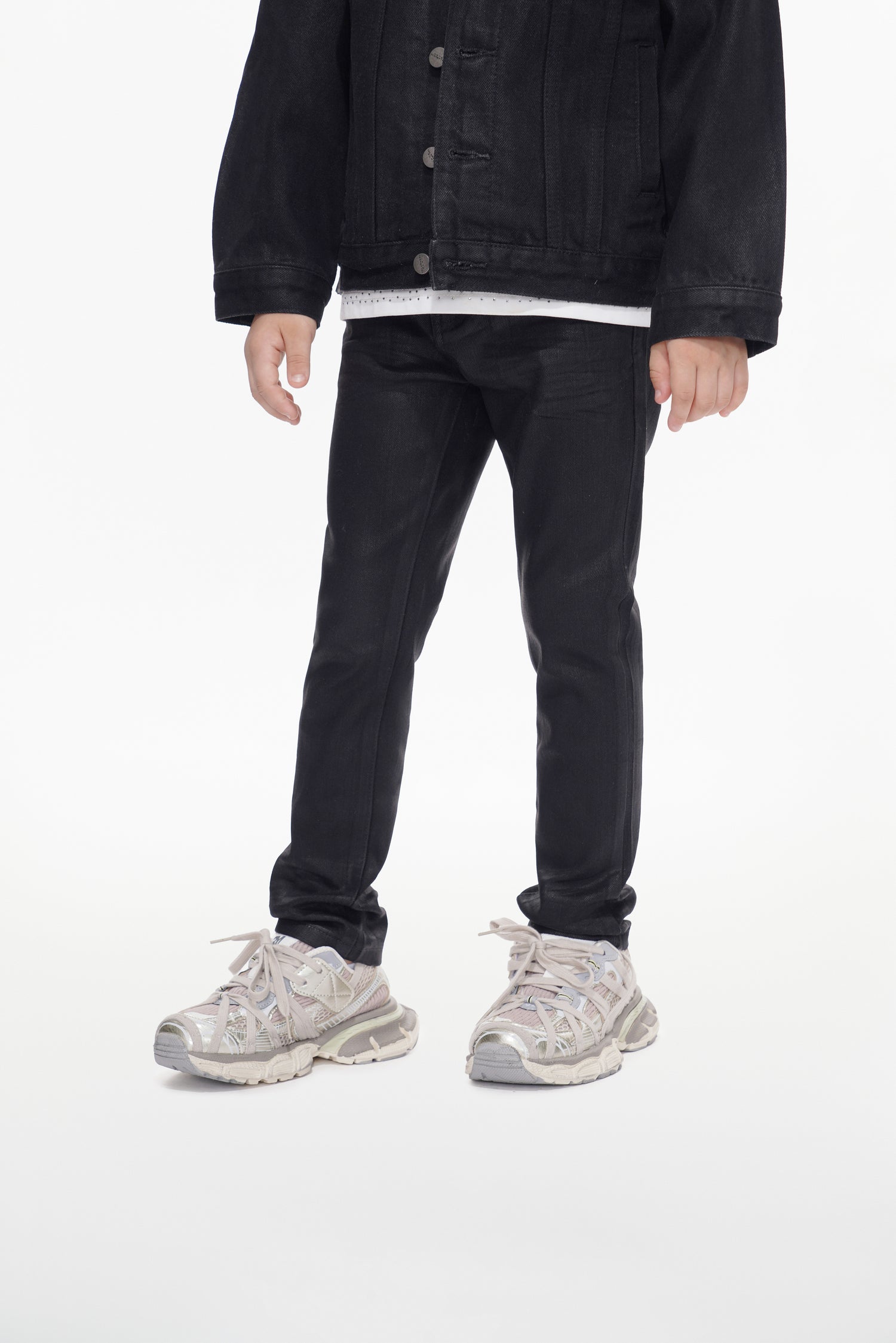 Kids Jr.Slim Black Waxed Jeans