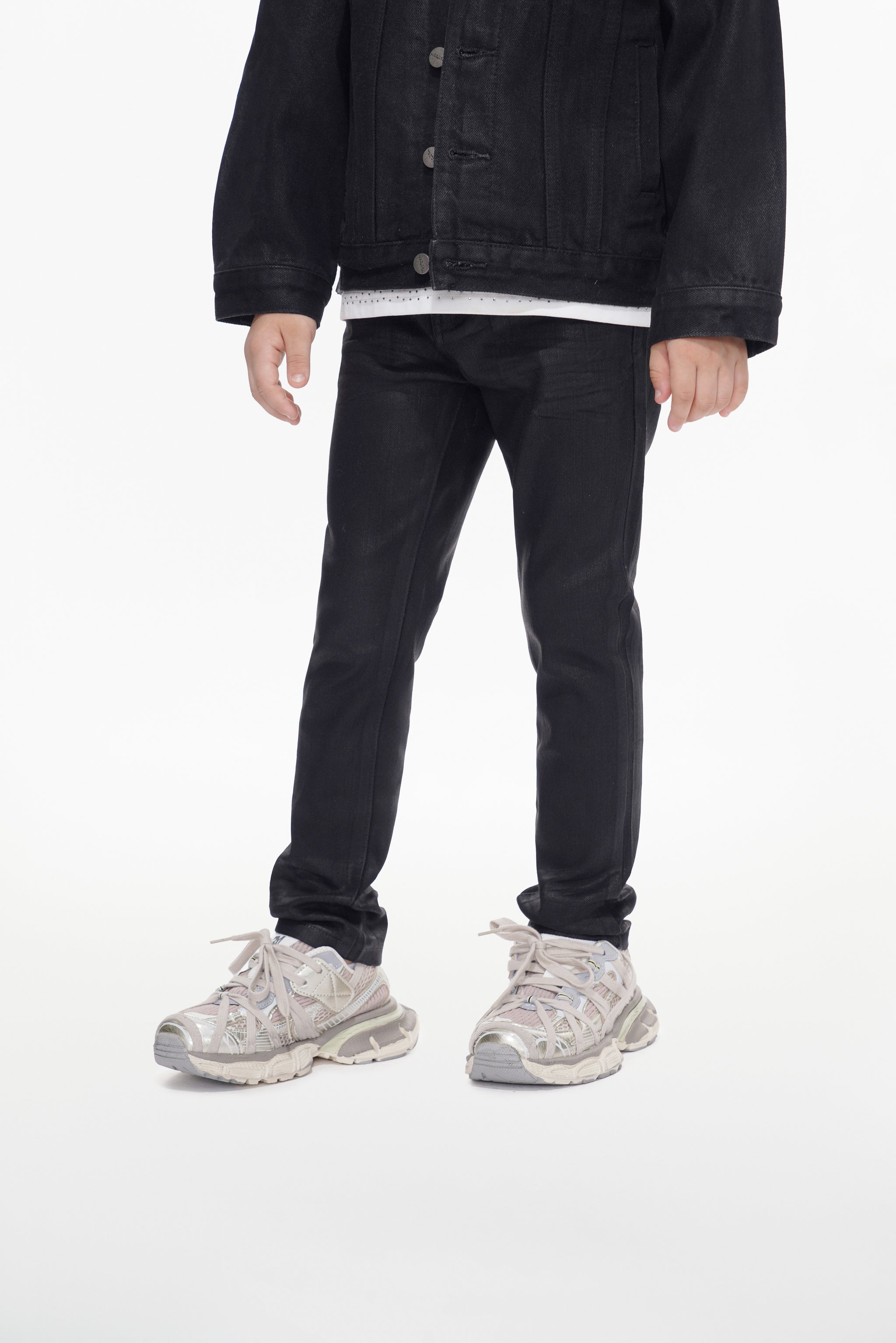 Kids Jr.Slim Black Waxed Jeans