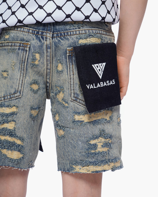 Kids Incise Jorts Vintage Wash