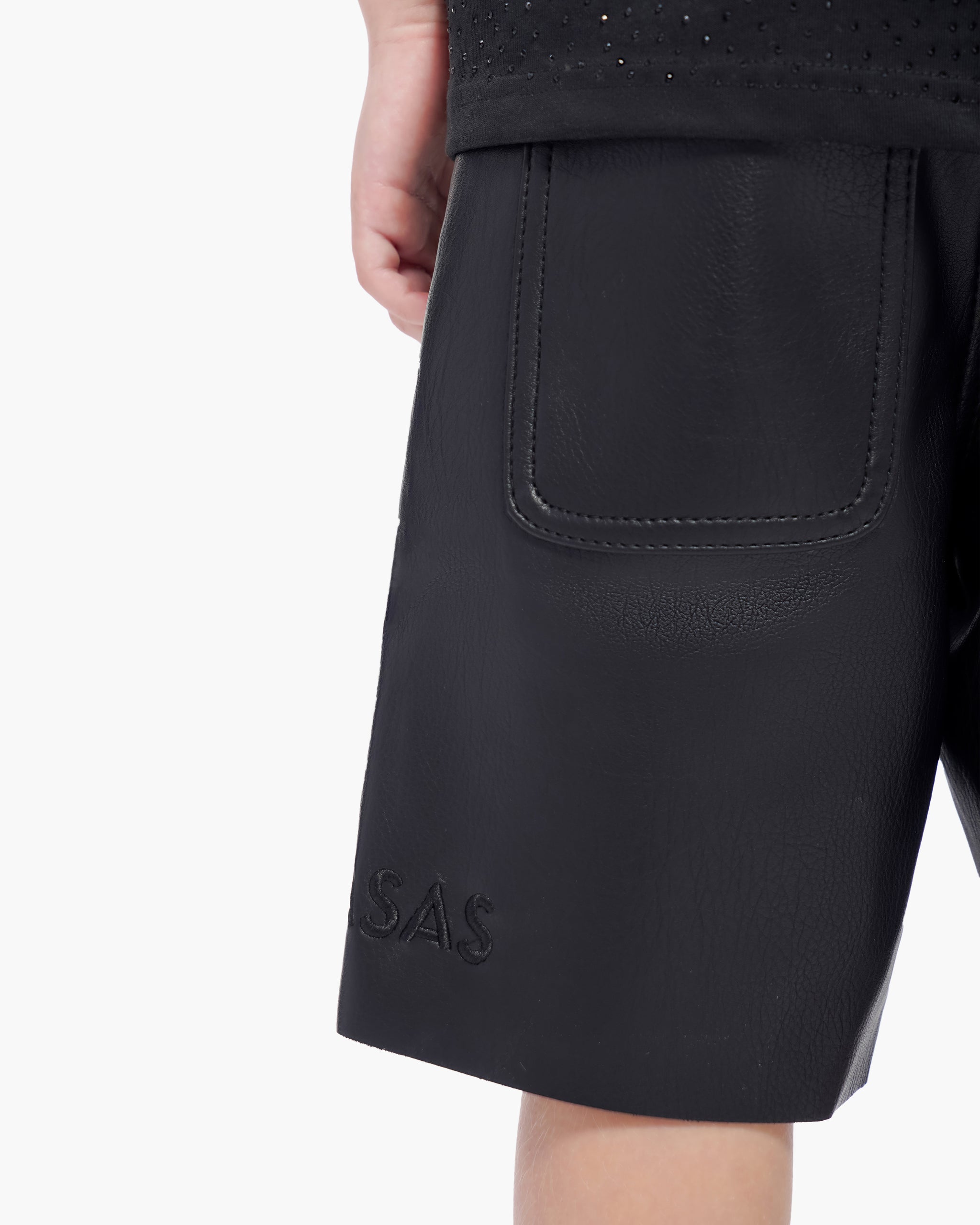 Kids Jr.Shorts Black Leather