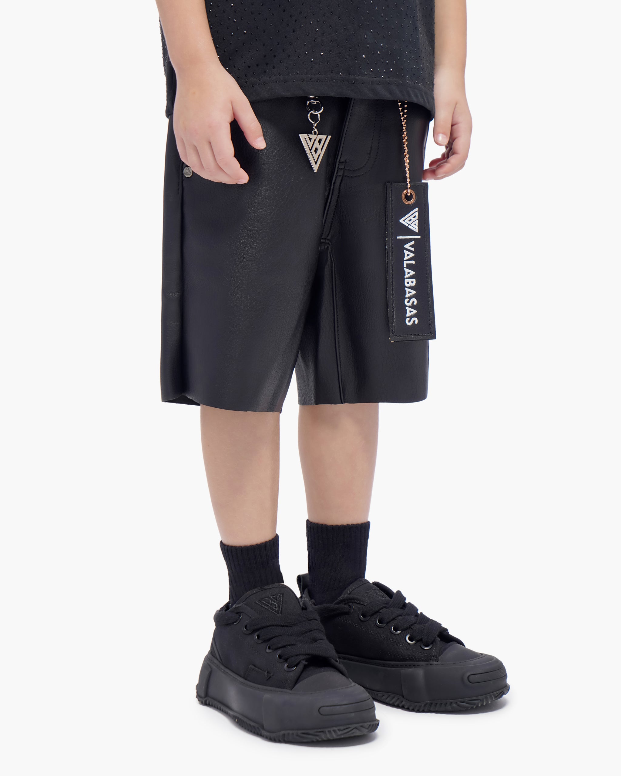Kids Jr.Shorts Black Leather