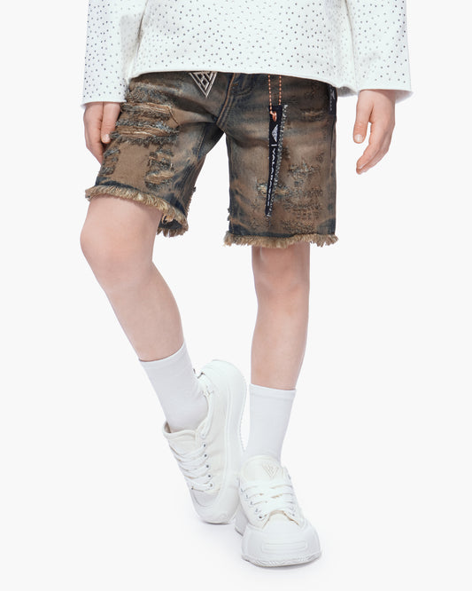 Kids Clipped Jorts Dirty Vintage Blue