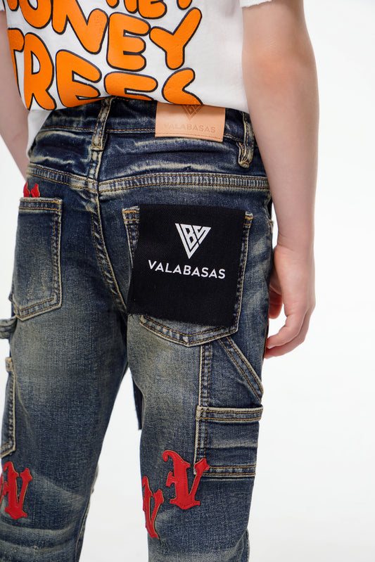 Kids V-Minimal Stacked Vintage Blue