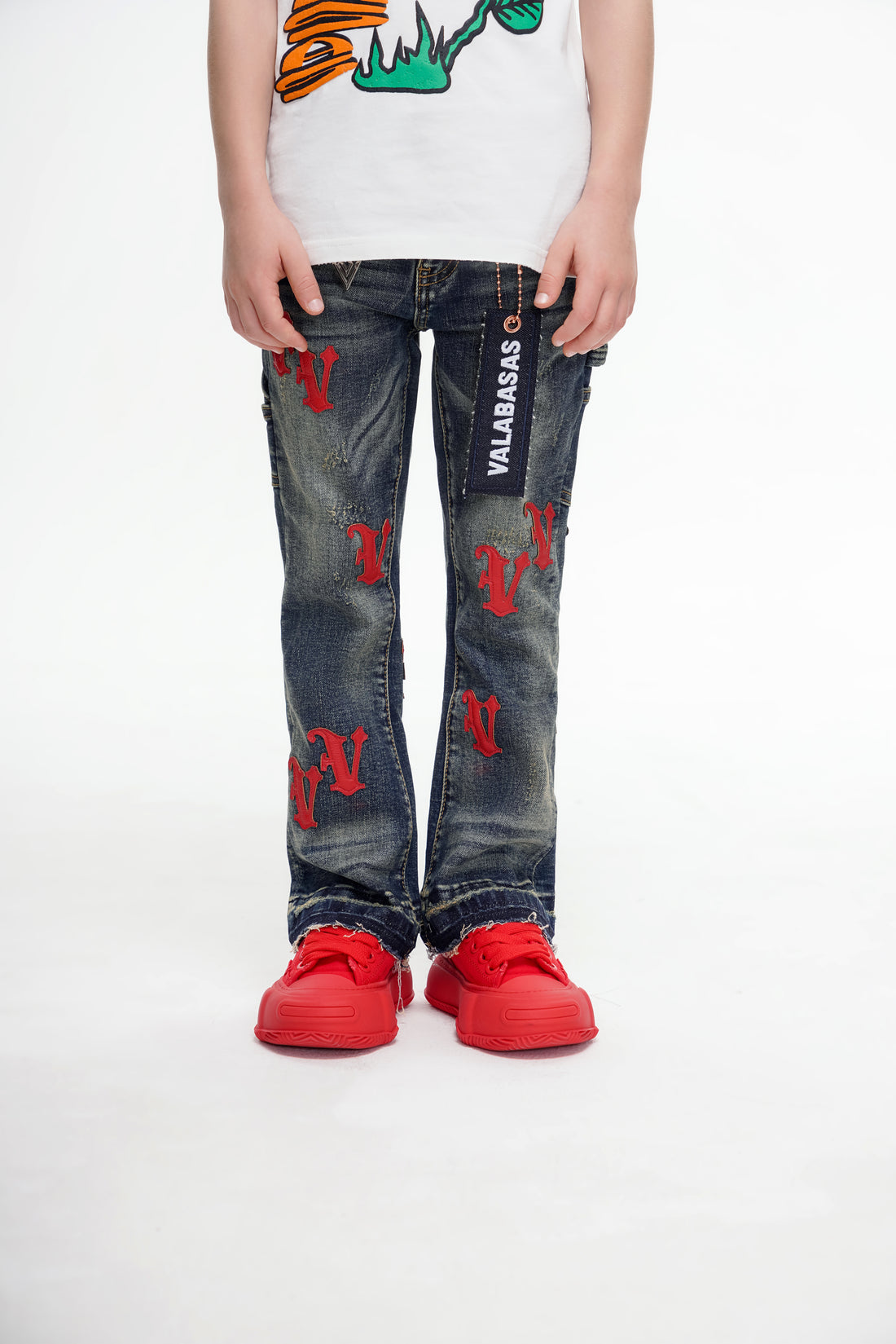 Kids V-Minimal Stacked Vintage Blue