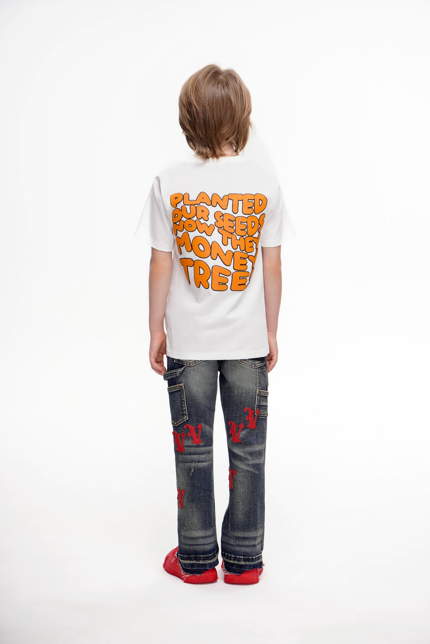 Kids V-Minimal Stacked Vintage Blue