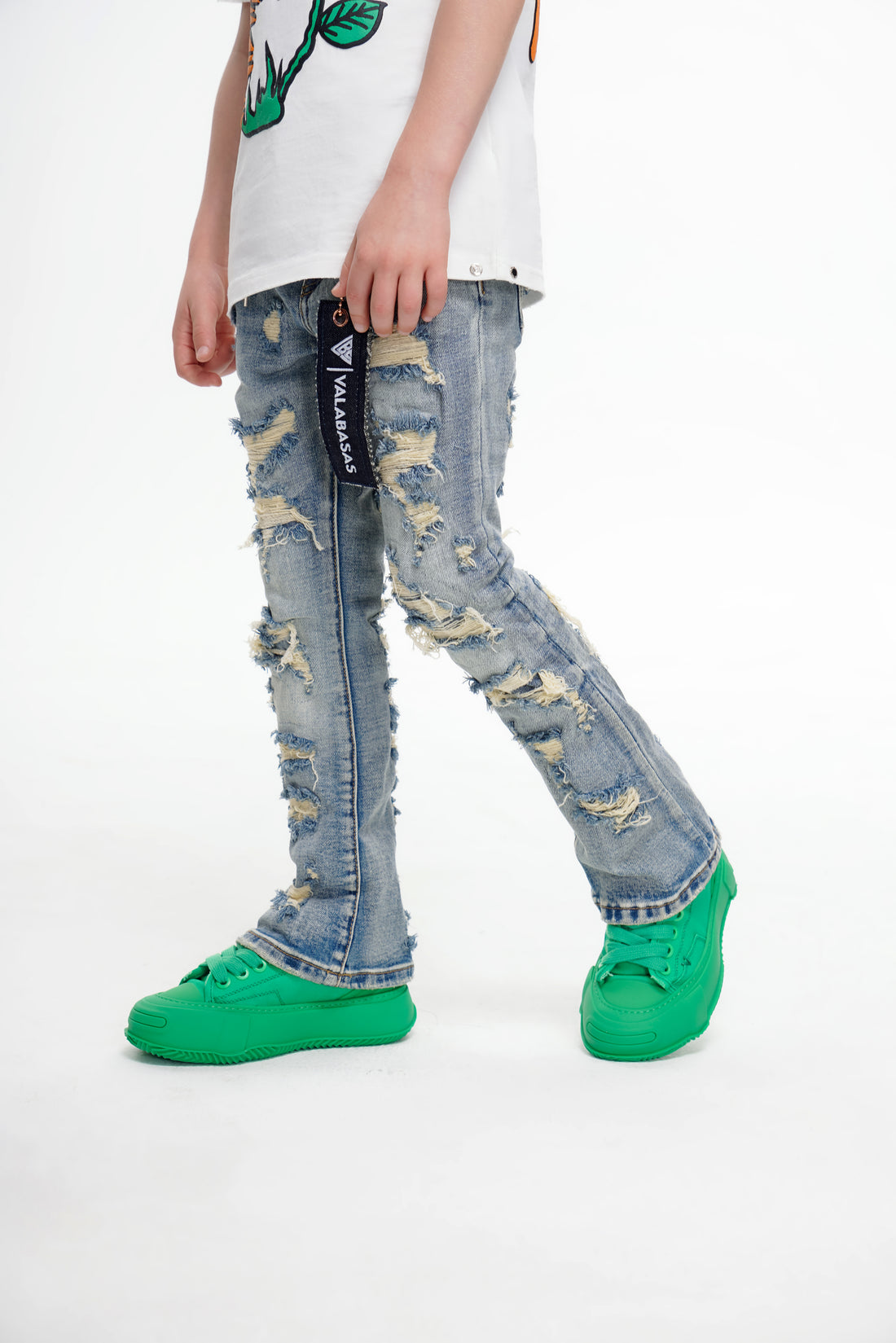 Breach Kids Stacked Denim Blue Vintage Wash