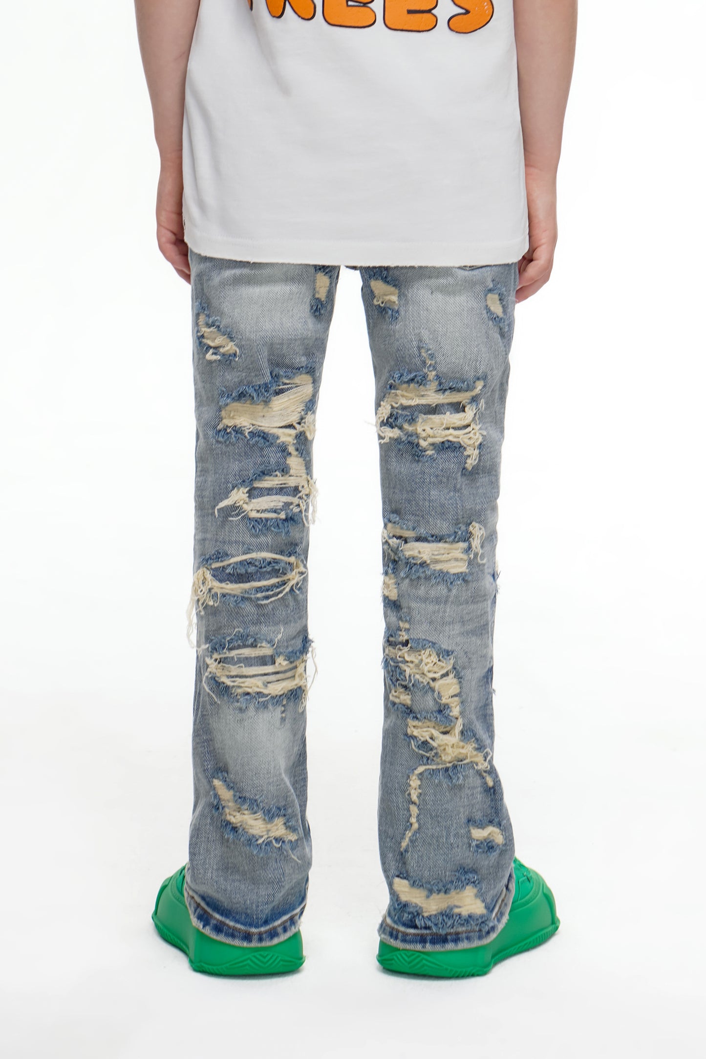 Breach Kids Stacked Denim Blue Vintage Wash
