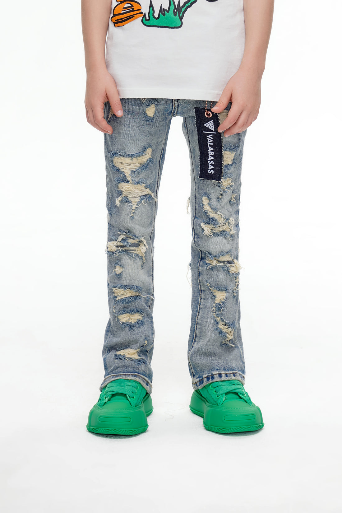 Breach Kids Stacked Denim Blue Vintage Wash