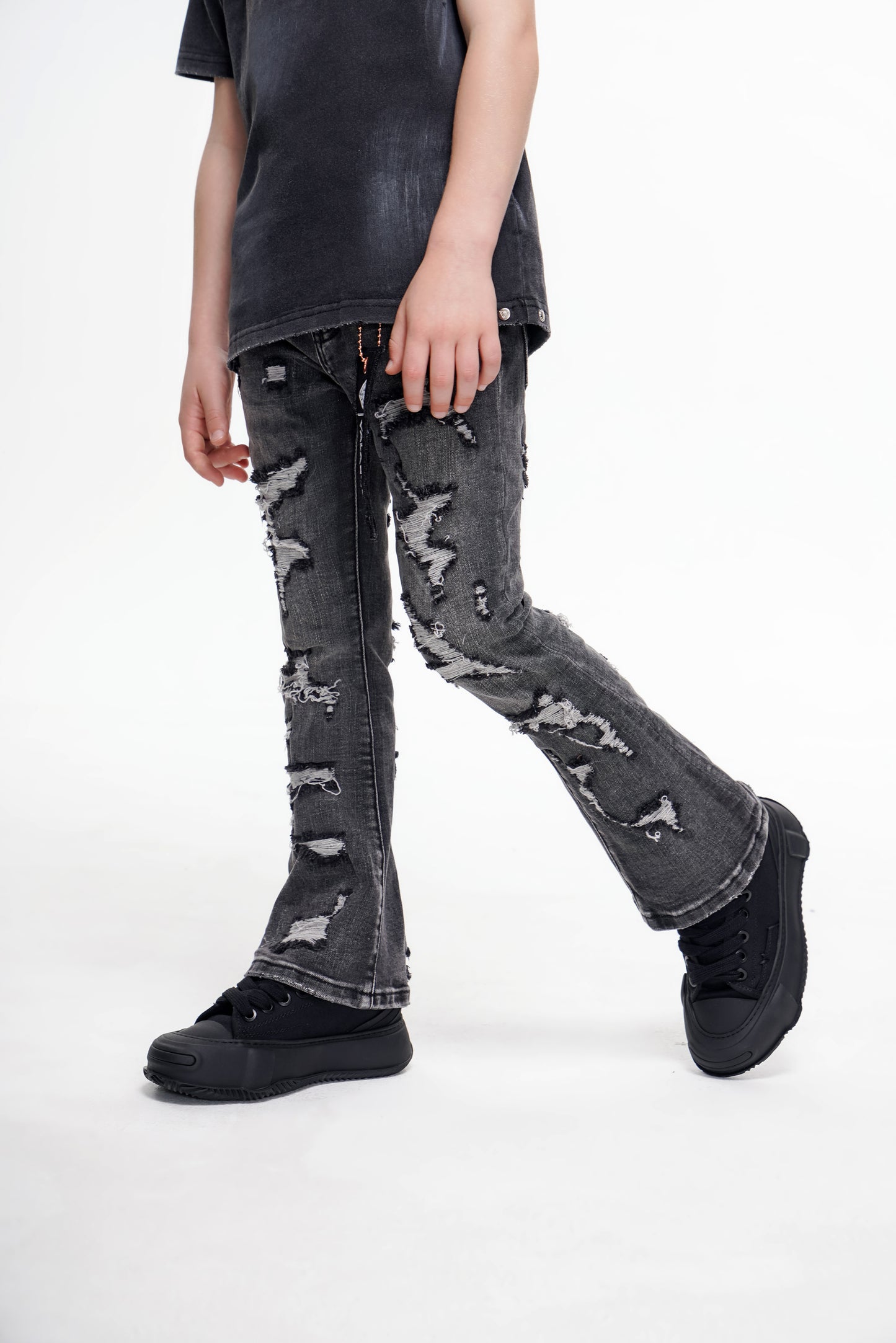 Kids Breach Stacked Grey