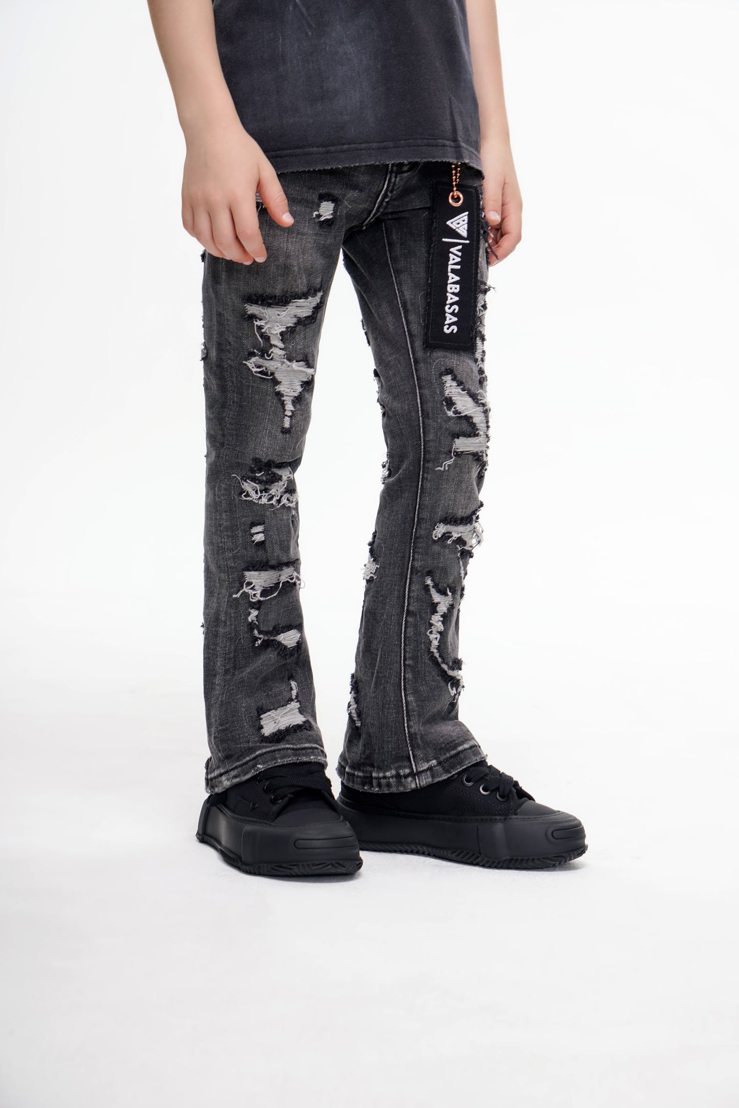 Kids Breach Stacked Grey