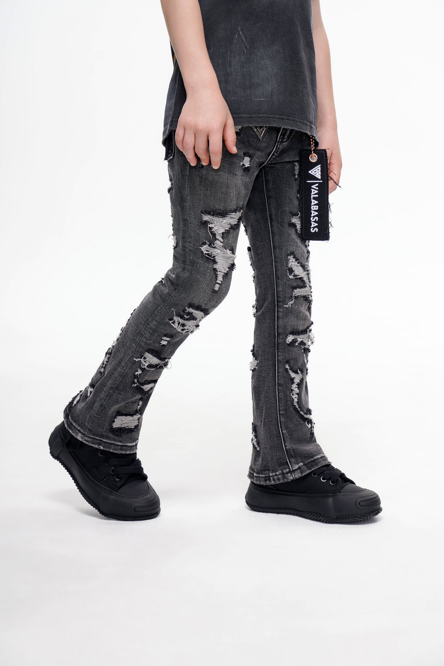 Kids Breach Stacked Grey