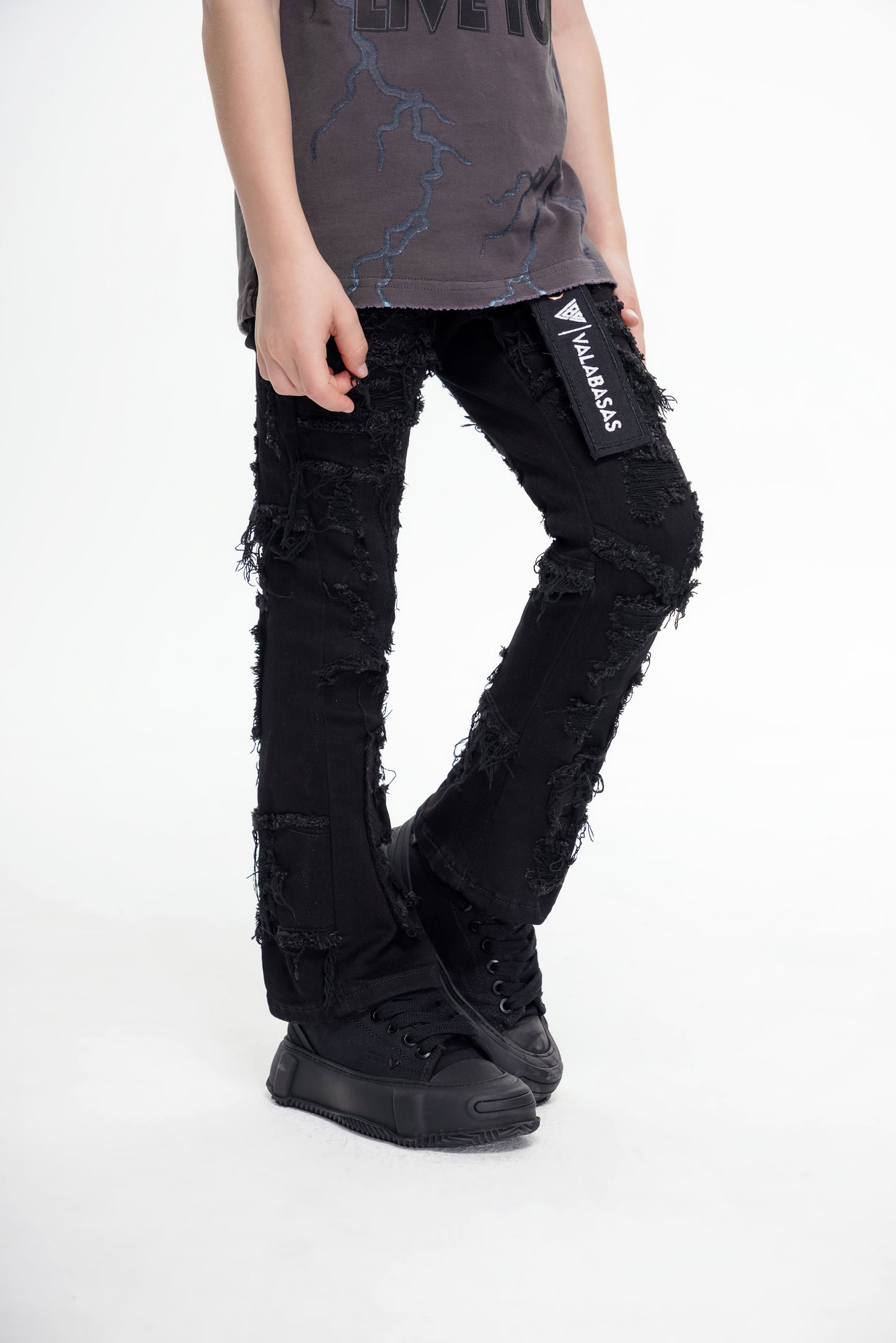 Oblivion Kids Stacked Denim Black
