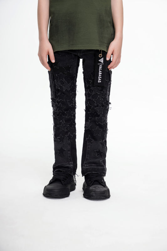 Kids V-Stars Stacked Black