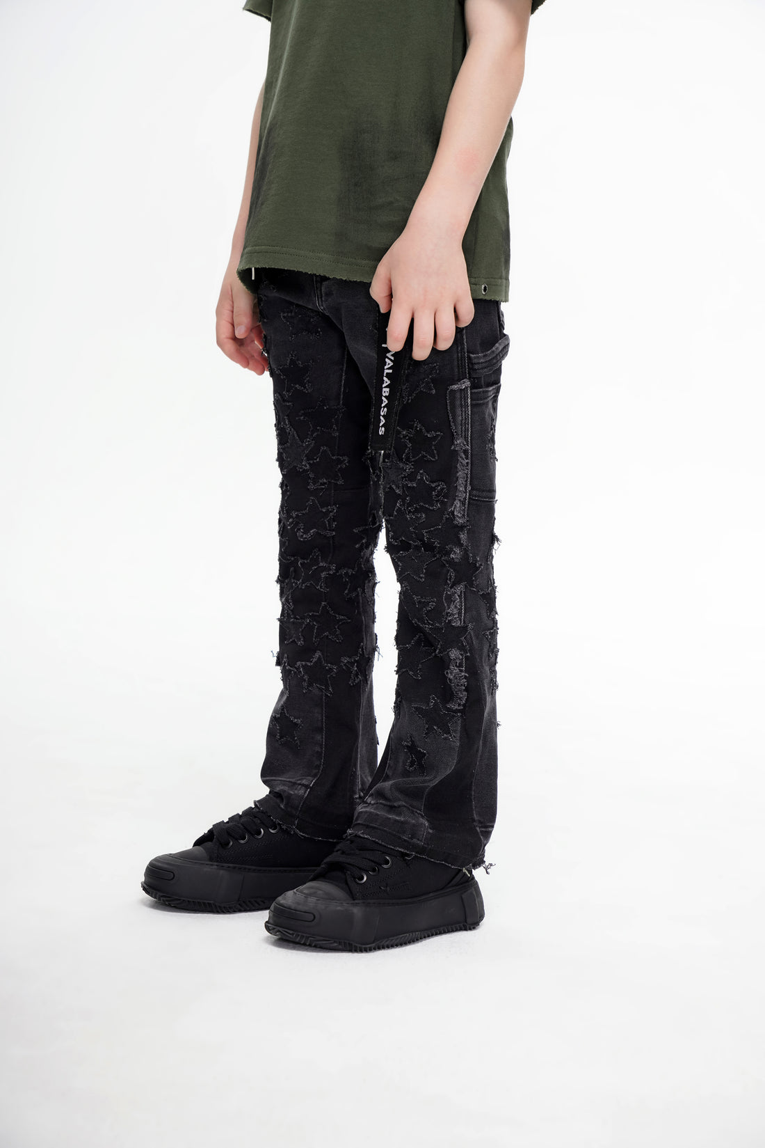 Kids V-Stars Stacked Black