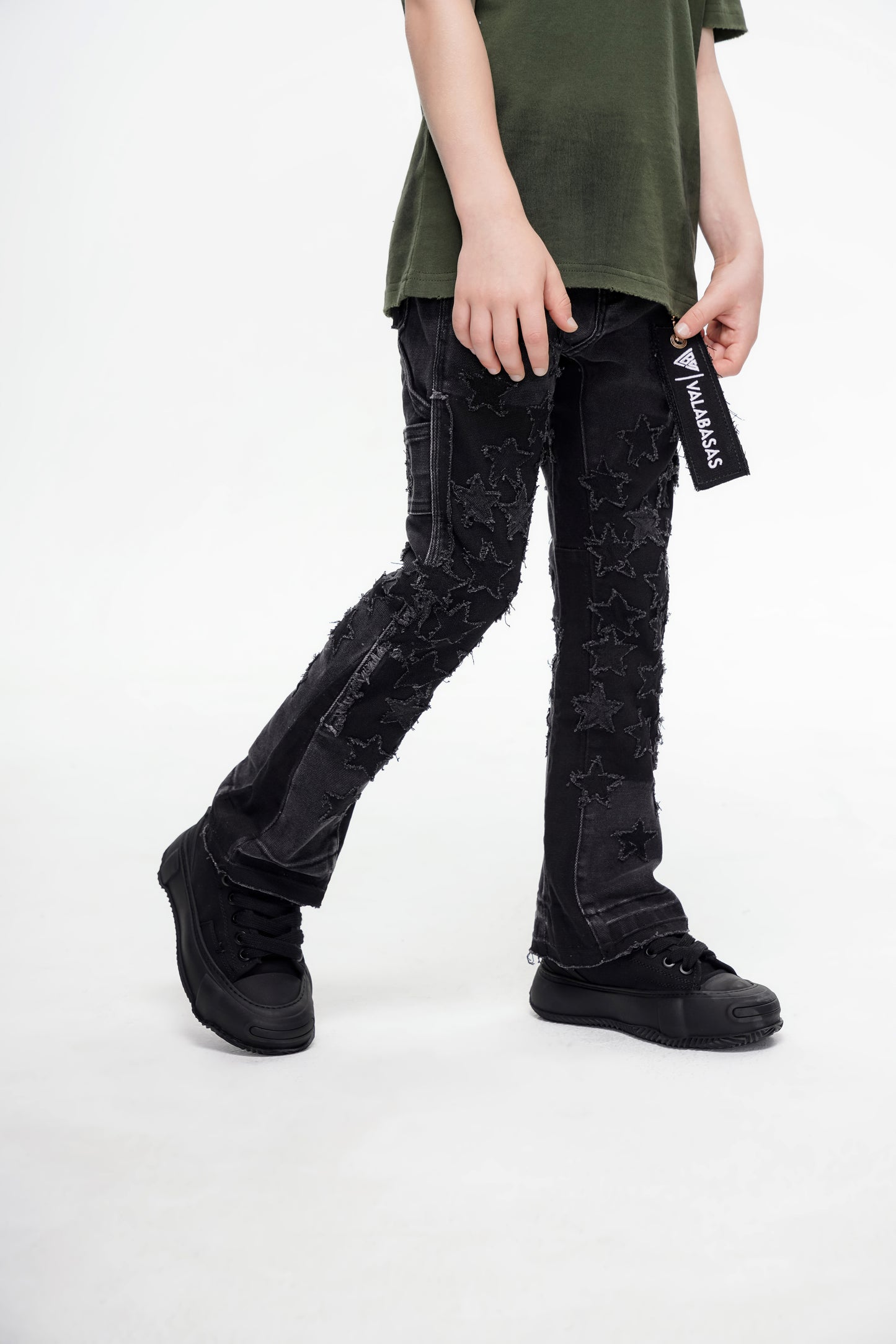 Kids V-Stars Stacked Black